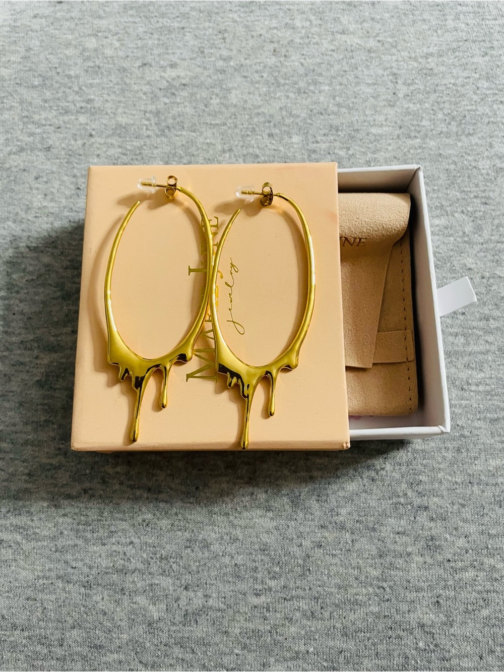 Gold Drip Hoop Earrings - Women Jewelry